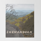 Shenandoah National Park, Virginia, Shenandoah River, Retro Vintage Style Poster Throw Blanket Gallery Image 2