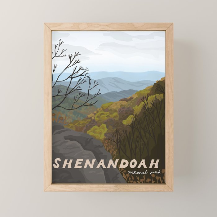 Shenandoah National Park, Virginia, Shenandoah River, Retro Vintage Style Poster Mini Art Print Gallery Image 1