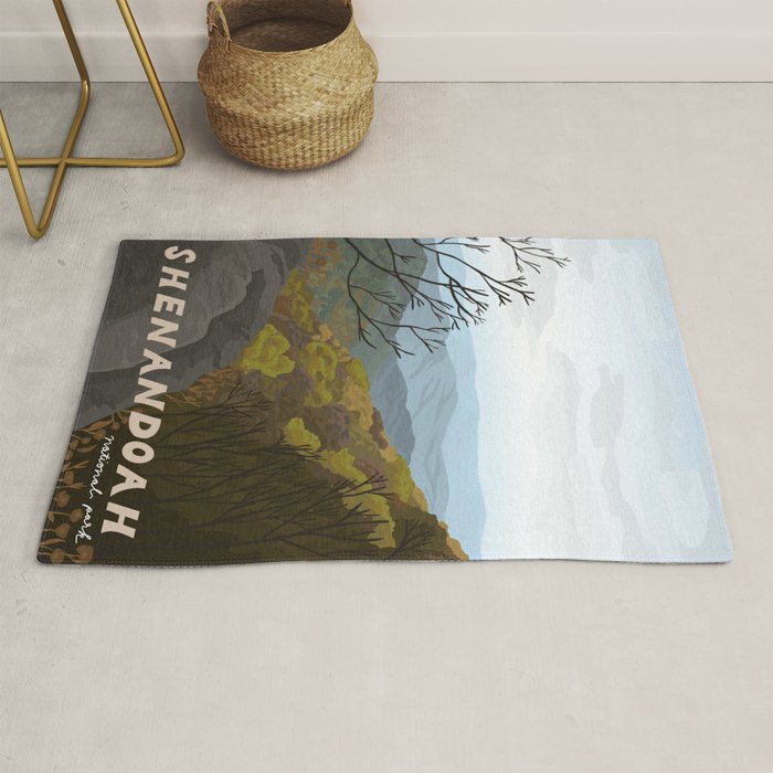 Shenandoah National Park, Virginia, Shenandoah River, Retro Vintage Style Poster Rug Gallery Image 1