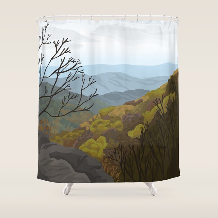 Shenandoah National Park, Virginia, Shenandoah River, Retro Vintage Style Poster Shower Curtain Gallery Image 1