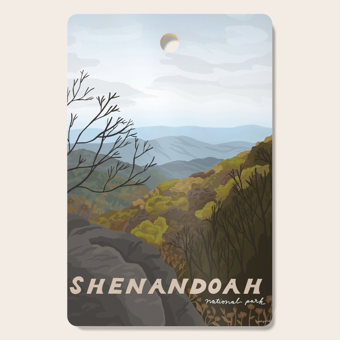 Shenandoah National Park, Virginia, Shenandoah River, Retro Vintage Style Poster Cutting Board Gallery Image 1