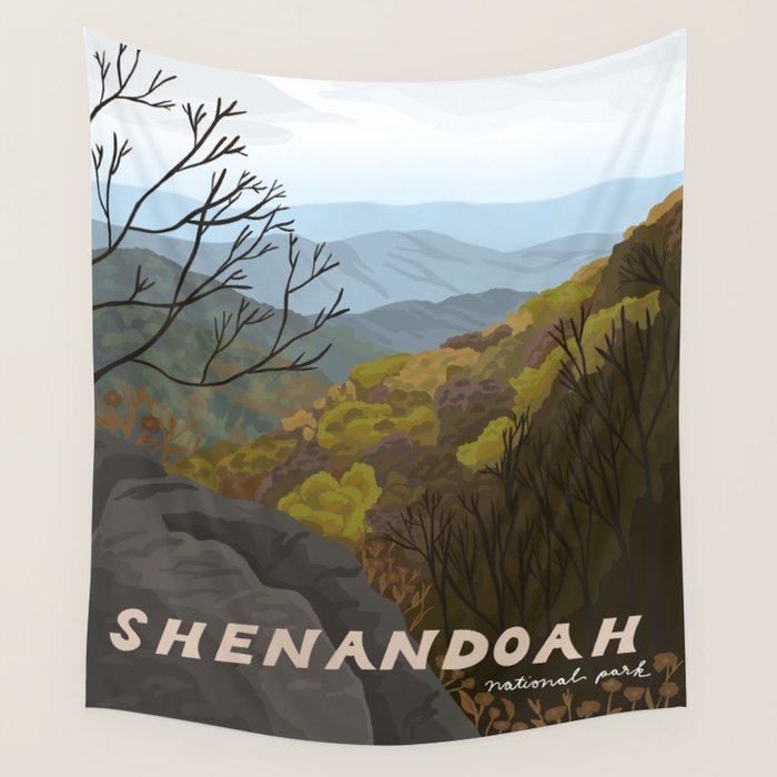 Shenandoah National Park, Virginia, Shenandoah River, Retro Vintage Style Poster Wall Tapestry Gallery Image 1