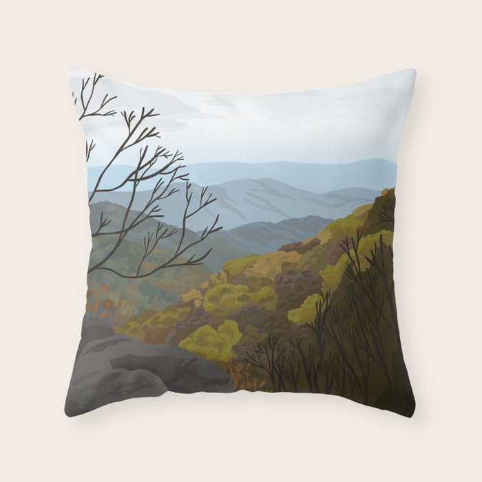 Shenandoah National Park, Virginia, Shenandoah River, Retro Vintage Style Poster Throw Pillow Gallery Image 1