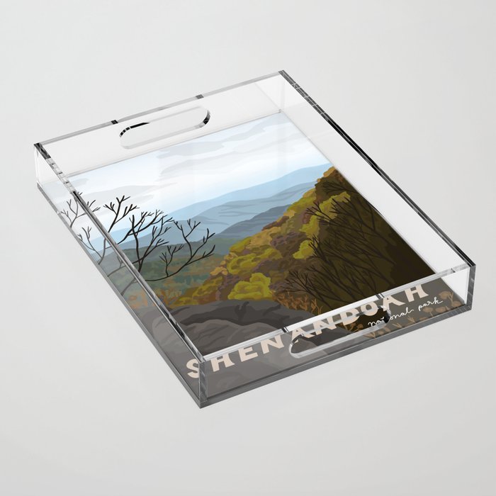 Shenandoah National Park, Virginia, Shenandoah River, Retro Vintage Style Poster Acrylic Tray Gallery Image 1