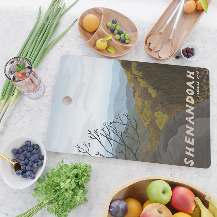 Shenandoah National Park, Virginia, Shenandoah River, Retro Vintage Style Poster Cutting Board Gallery Image 2