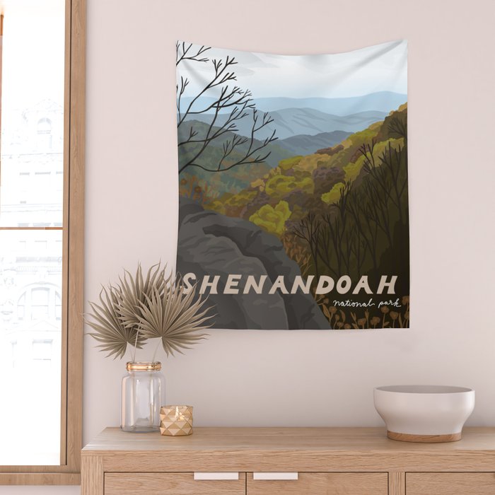 Shenandoah National Park, Virginia, Shenandoah River, Retro Vintage Style Poster Wall Tapestry Gallery Image 2