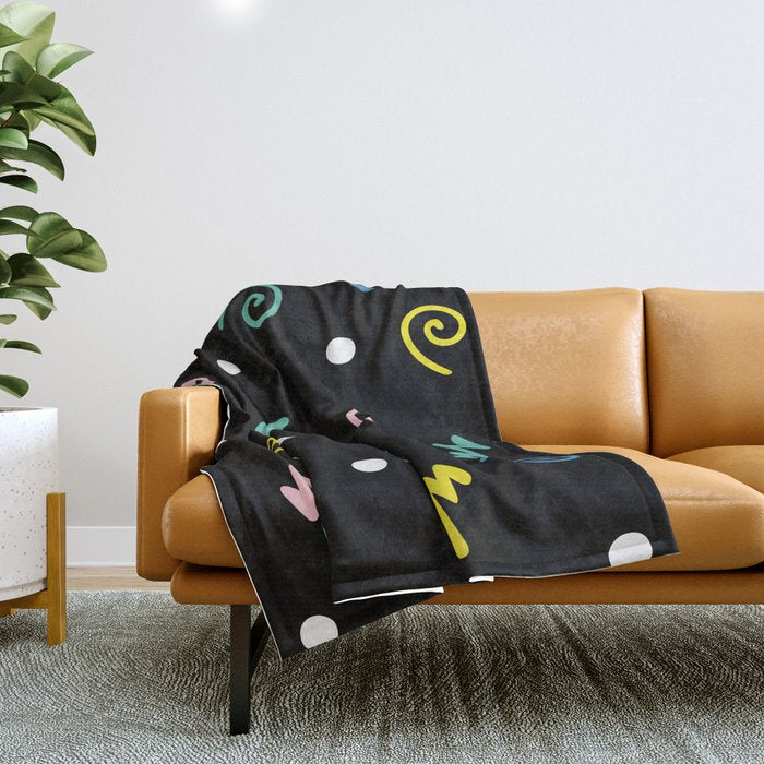 Memphis pattern 55 - 80s / 90s Retro Throw Blanket Gallery Image 1