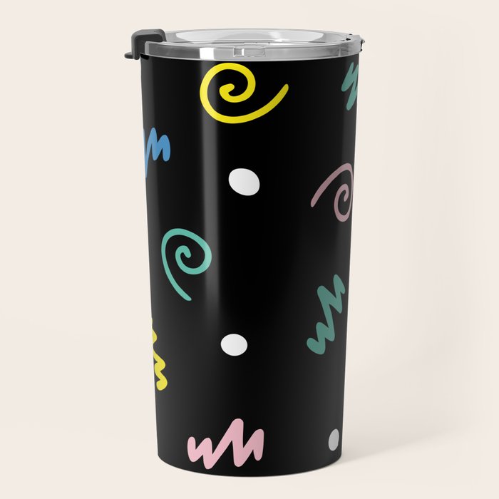 Memphis pattern 55 - 80s / 90s Retro Travel Mug Gallery Image 3