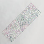 Festive, Floral Prints, Pink and Green, Modern Print Art Yoga Mat Gallery Image 1