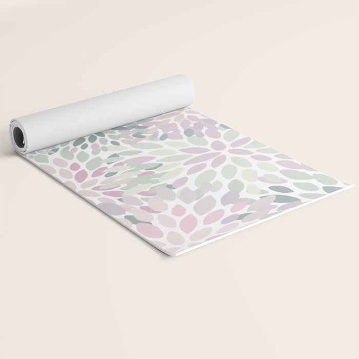 Festive, Floral Prints, Pink and Green, Modern Print Art Yoga Mat Gallery Image 2