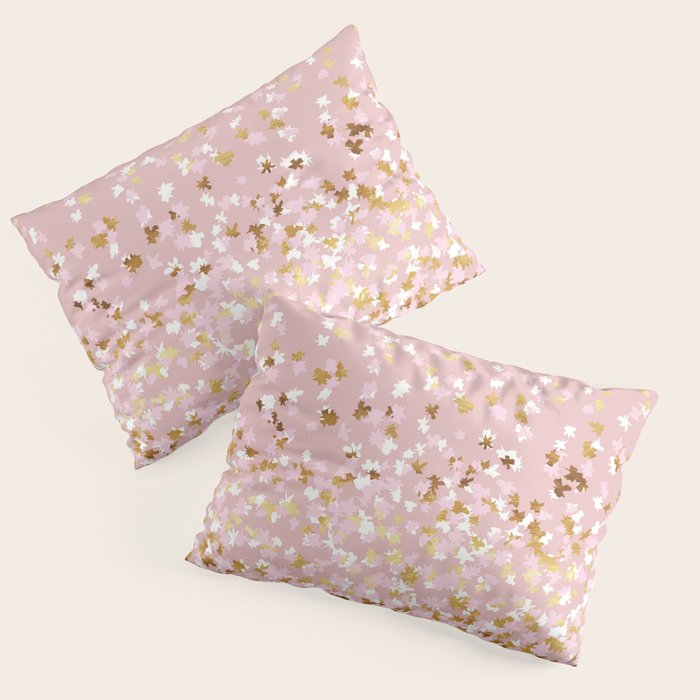 Floating Confetti - Pink Blush and Gold Pillow Sham Gallery Image 3