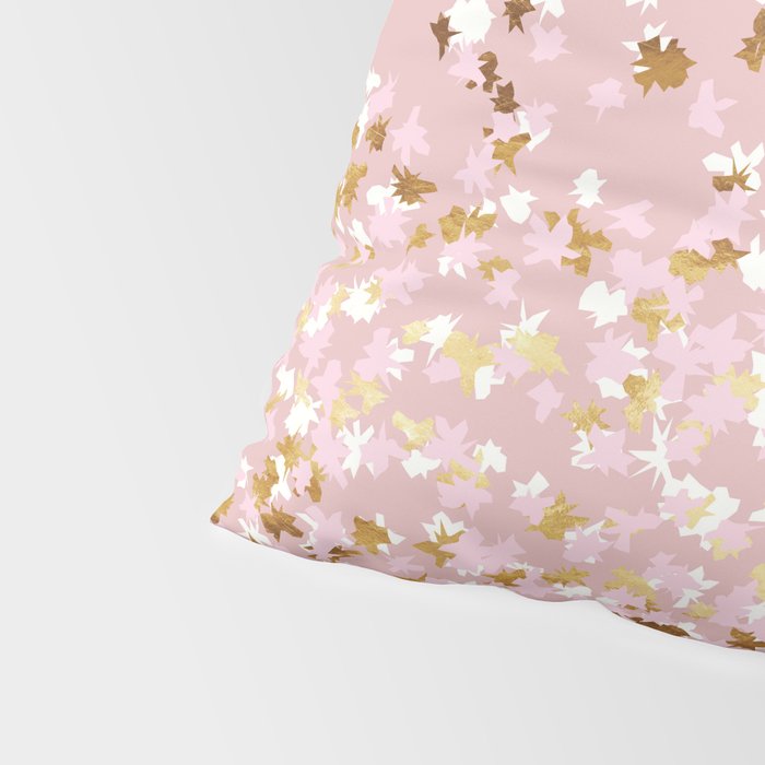 Floating Confetti - Pink Blush and Gold Pillow Sham Gallery Image 4
