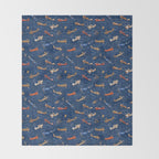 Vintage Airplanes - Retro Biplanes Throw Blanket Gallery Image 2