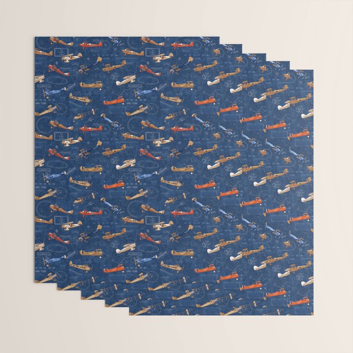Vintage Airplanes - Retro Biplanes Wrapping Paper Gallery Image 3
