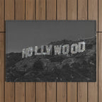 HOLLYWOOD SIGN | digital collage artwork | glitter shine | sparkle art | California | Los Angeles  Outdoor Rug Gallery Image 1