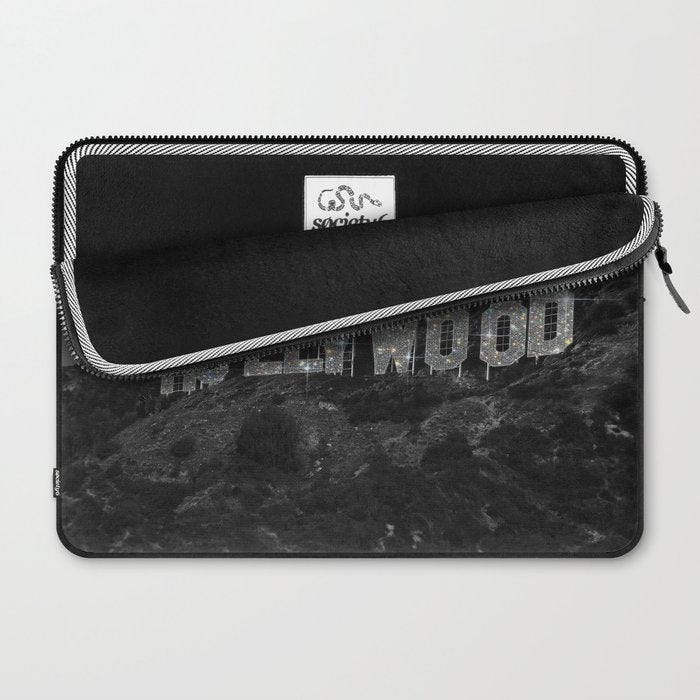HOLLYWOOD SIGN | digital collage artwork | glitter shine | sparkle art | California | Los Angeles  Laptop Sleeve Gallery Image 2
