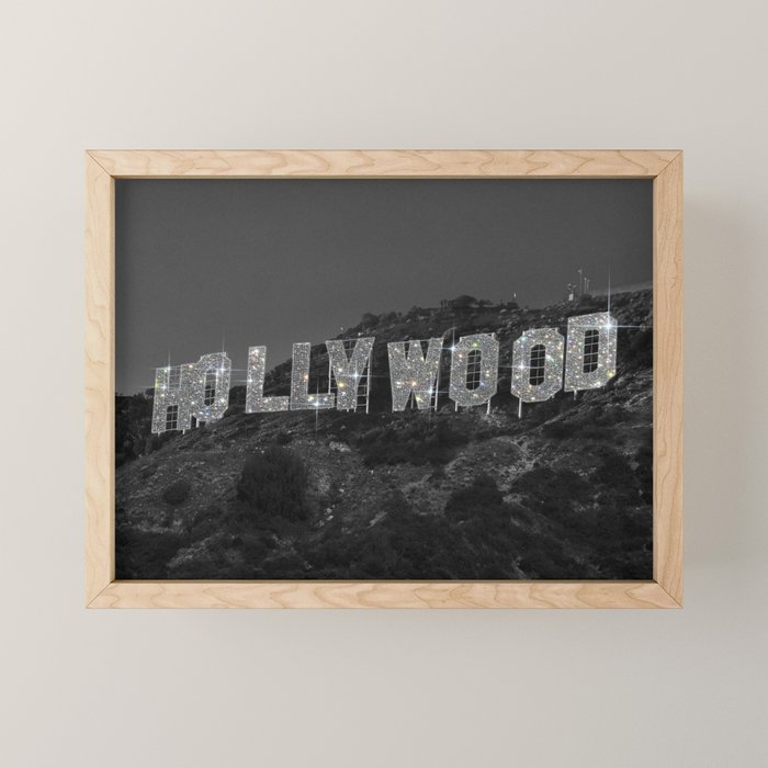 HOLLYWOOD SIGN | digital collage artwork | glitter shine | sparkle art | California | Los Angeles  Mini Art Print Gallery Image 1