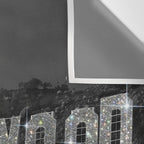 HOLLYWOOD SIGN | digital collage artwork | glitter shine | sparkle art | California | Los Angeles  Wall Tapestry Gallery Image 3