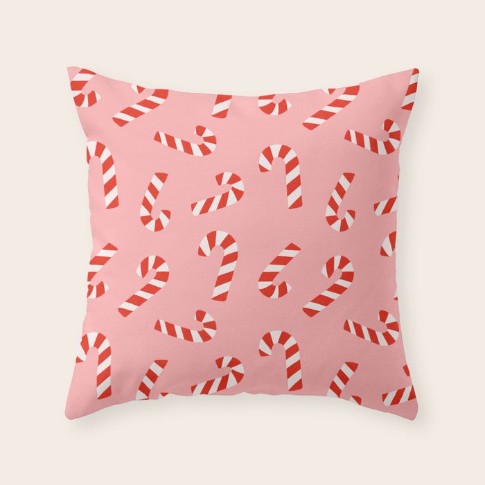 Candy Canes - Pink Throw Pillow Gallery Image 6