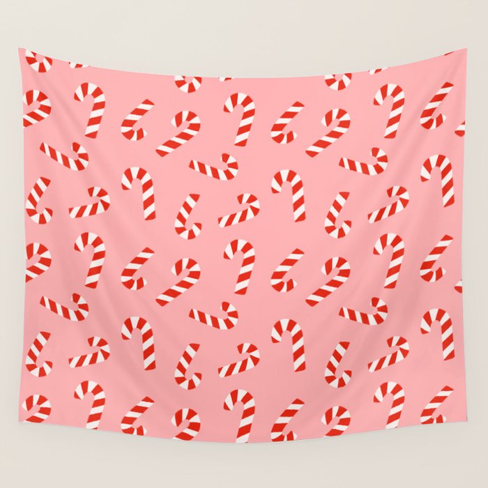Candy Canes - Pink Wall Tapestry Gallery Image 4