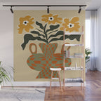 vintage flower vase with check  Wall Mural Gallery Image 1