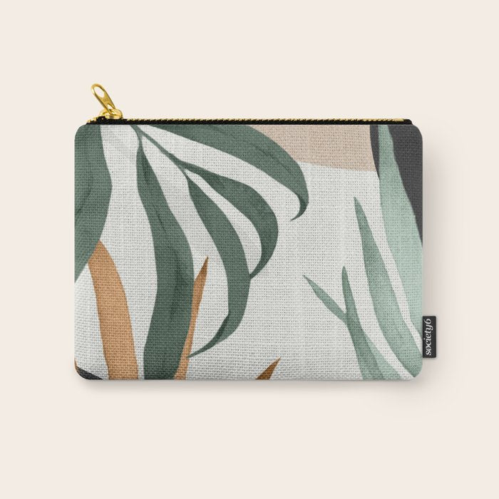 Minimal Abstract Art Tropical Leaves 16 Carry All Pouch Gallery Image 1