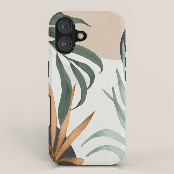 Minimal Abstract Art Tropical Leaves 16 iPhone Case Gallery Image 1