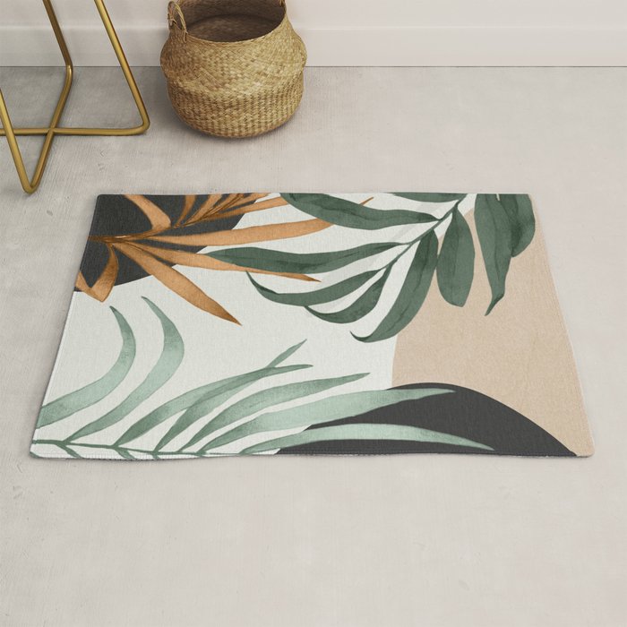 Minimal Abstract Art Tropical Leaves 16 Rug Gallery Image 1