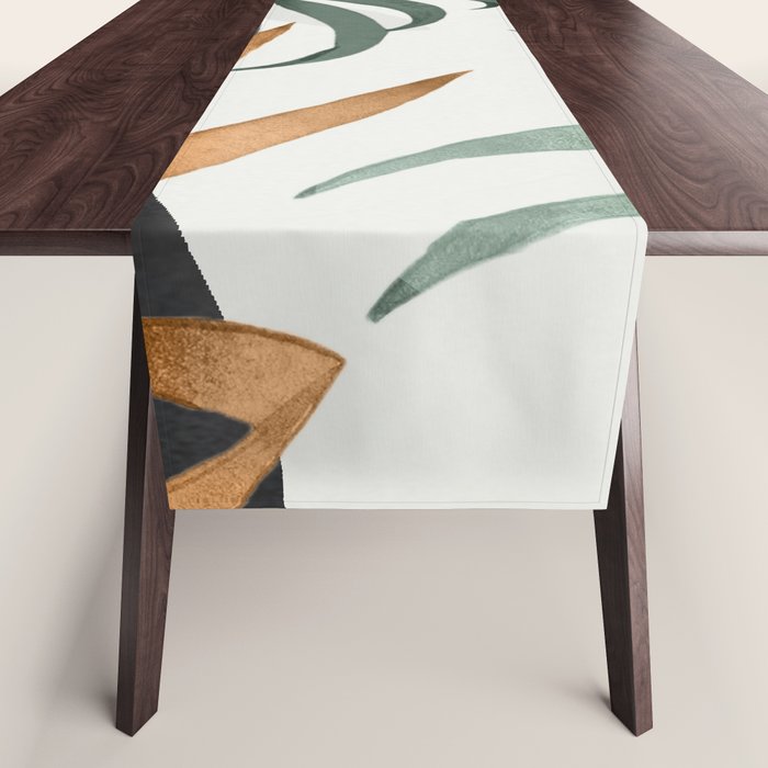 Minimal Abstract Art Tropical Leaves 16 Table Runner Gallery Image 1