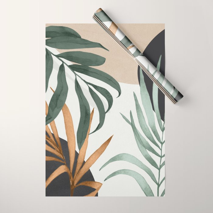 Minimal Abstract Art Tropical Leaves 16 Wrapping Paper Gallery Image 1