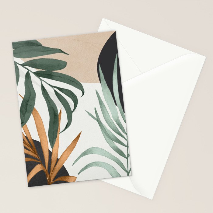 Minimal Abstract Art Tropical Leaves 16 Stationery Card Gallery Image 2