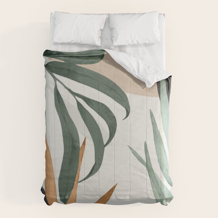 Minimal Abstract Art Tropical Leaves 16 Comforter Gallery Image 1