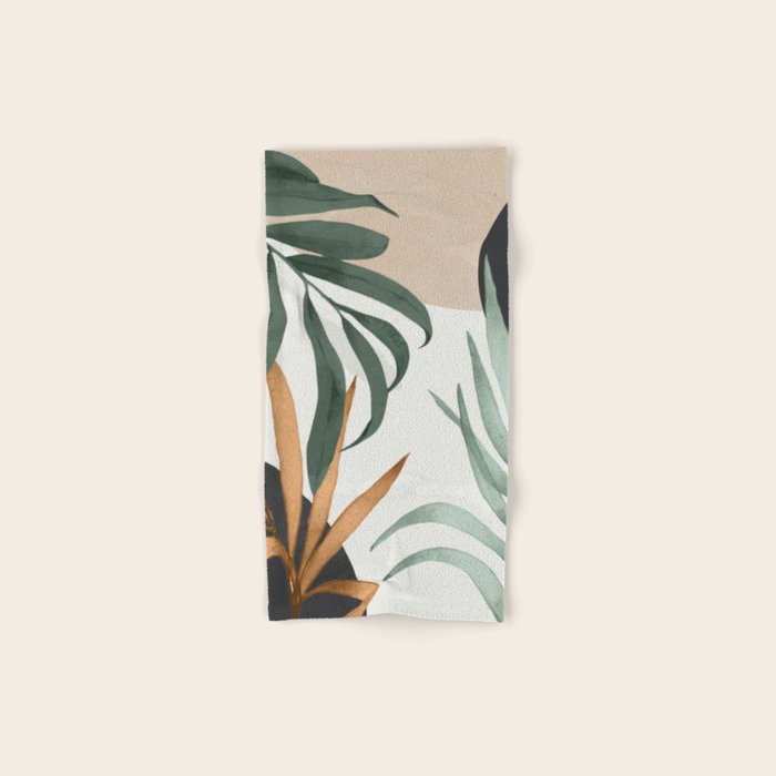 Minimal Abstract Art Tropical Leaves 16 Bath Towel Gallery Image 1