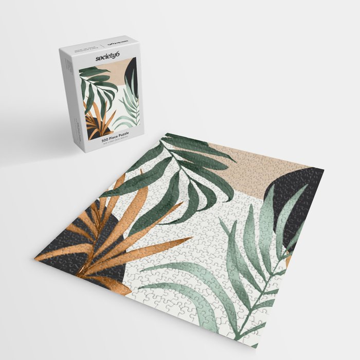 Minimal Abstract Art Tropical Leaves 16 Jigsaw Puzzle Gallery Image 2