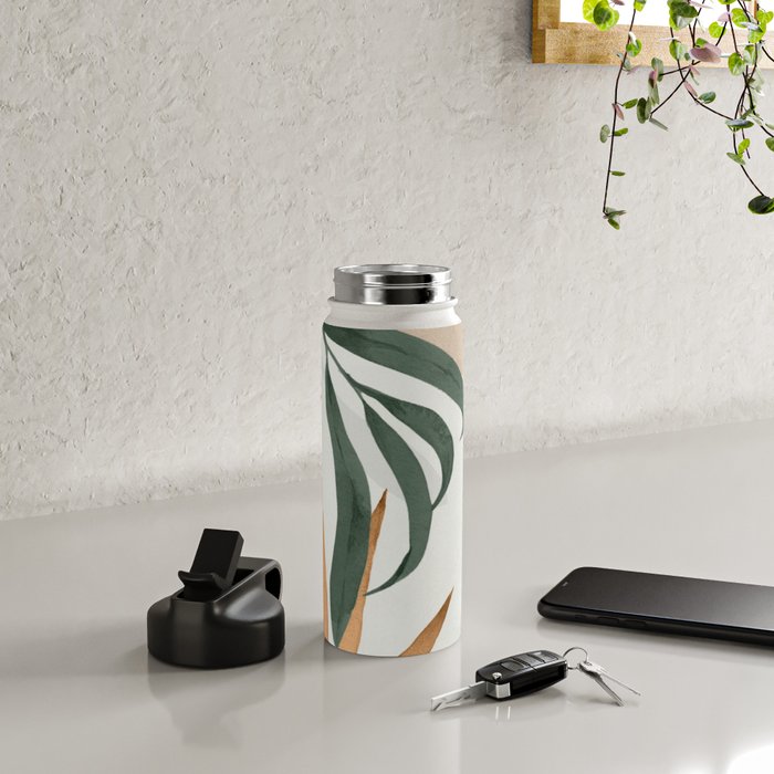 Minimal Abstract Art Tropical Leaves 16 Water Bottle Gallery Image 4