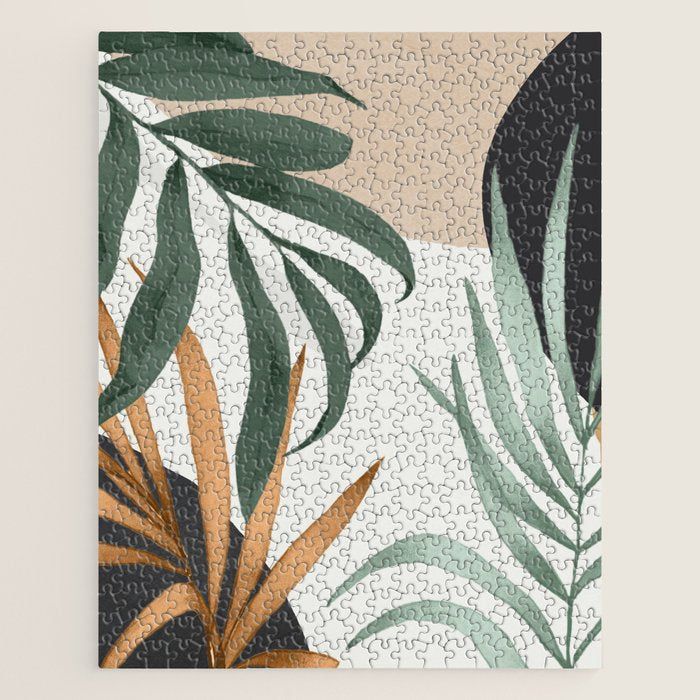 Minimal Abstract Art Tropical Leaves 16 Jigsaw Puzzle Gallery Image 1