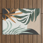 Minimal Abstract Art Tropical Leaves 16 Outdoor Rug Gallery Image 1