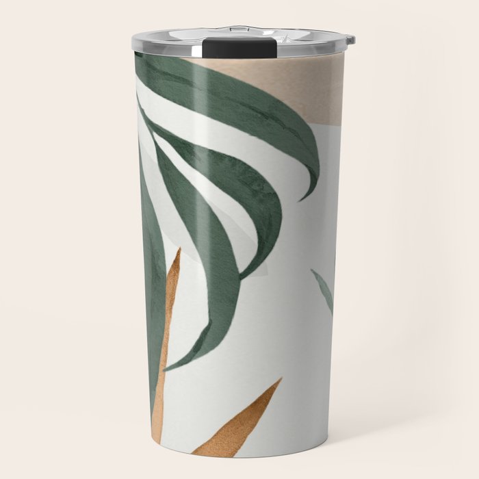 Minimal Abstract Art Tropical Leaves 16 Travel Mug Gallery Image 1