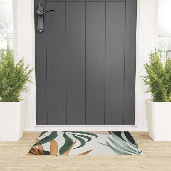 Minimal Abstract Art Tropical Leaves 16 Welcome Mat Gallery Image 3