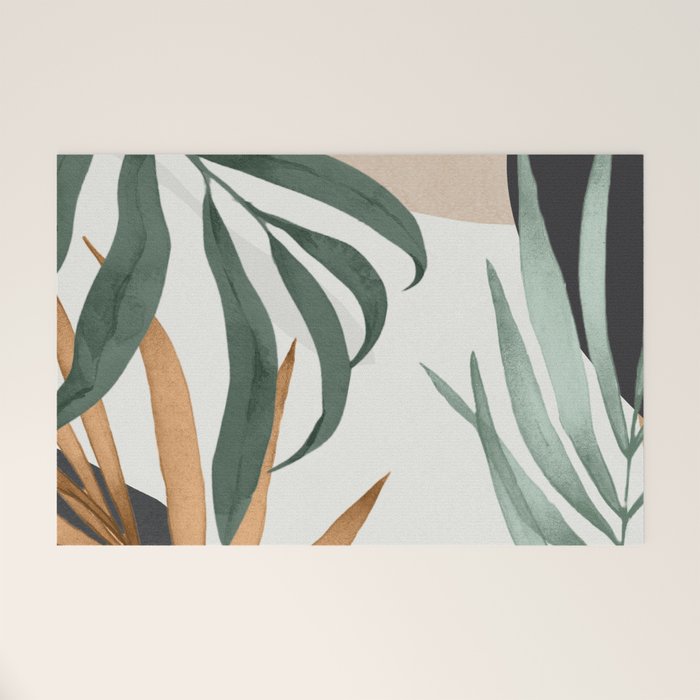Minimal Abstract Art Tropical Leaves 16 Welcome Mat Gallery Image 1