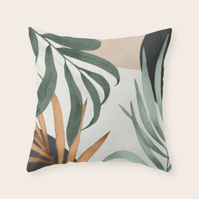 Minimal Abstract Art Tropical Leaves 16 Throw Pillow Gallery Image 6