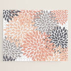 Floral Blooms, Peach and Gray Jigsaw Puzzle Gallery Image 1