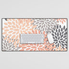 Floral Blooms, Peach and Gray Desk Mat Gallery Image 1