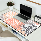 Floral Blooms, Peach and Gray Desk Mat Gallery Image 2