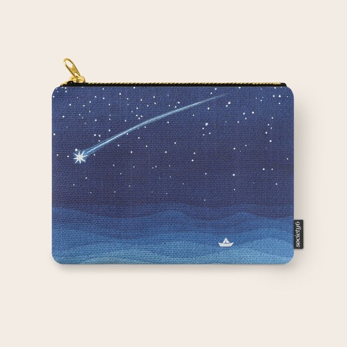 Falling star, shooting star, sailboat ocean waves blue sea Carry All Pouch Gallery Image 1