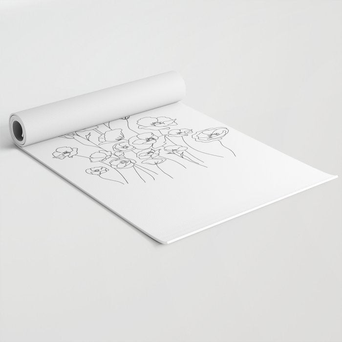Poppy Flowers Line Art Yoga Mat Gallery Image 2