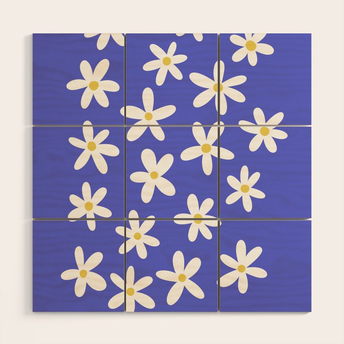 Daisies -- Blue Wood Wall Art Gallery Image 1