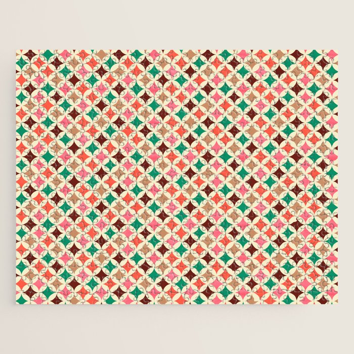 Bold and Cheerful Christmas Quilt: Starry Circles with Texture Jigsaw Puzzle Gallery Image 1