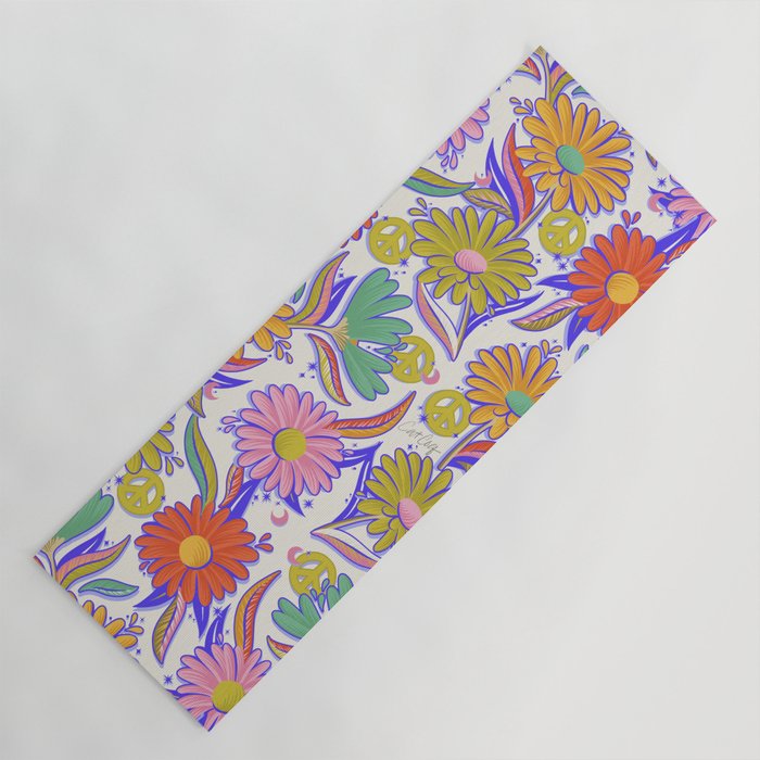 Drippy Daisy Dreamscape - Rainbow & Indigo on White Yoga Mat Gallery Image 1