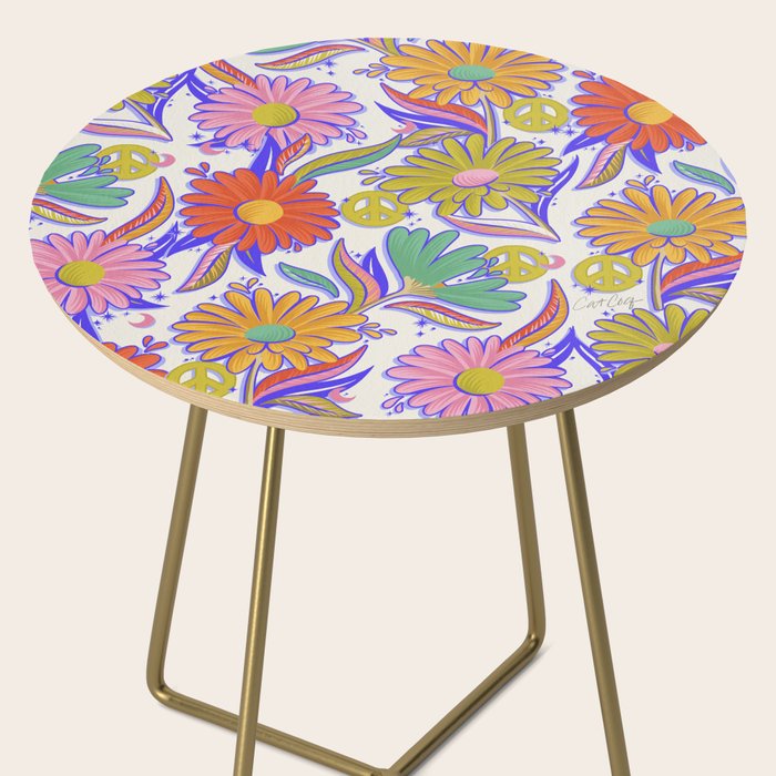 Drippy Daisy Dreamscape - Rainbow & Indigo on White Side Table Gallery Image 2